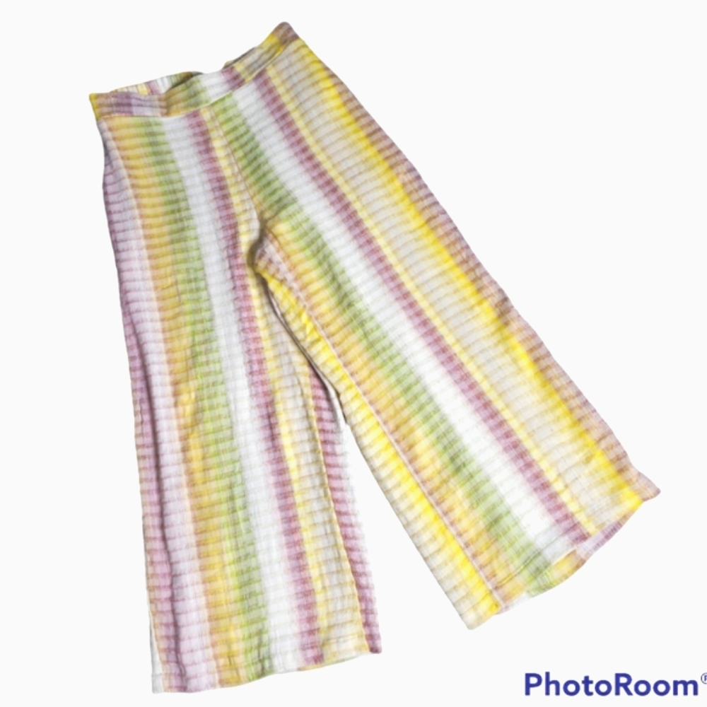 Anthropologie Dolan Pam Pant Med Stripe Woven Wide Leg Crop Pastel Cruise Vacay